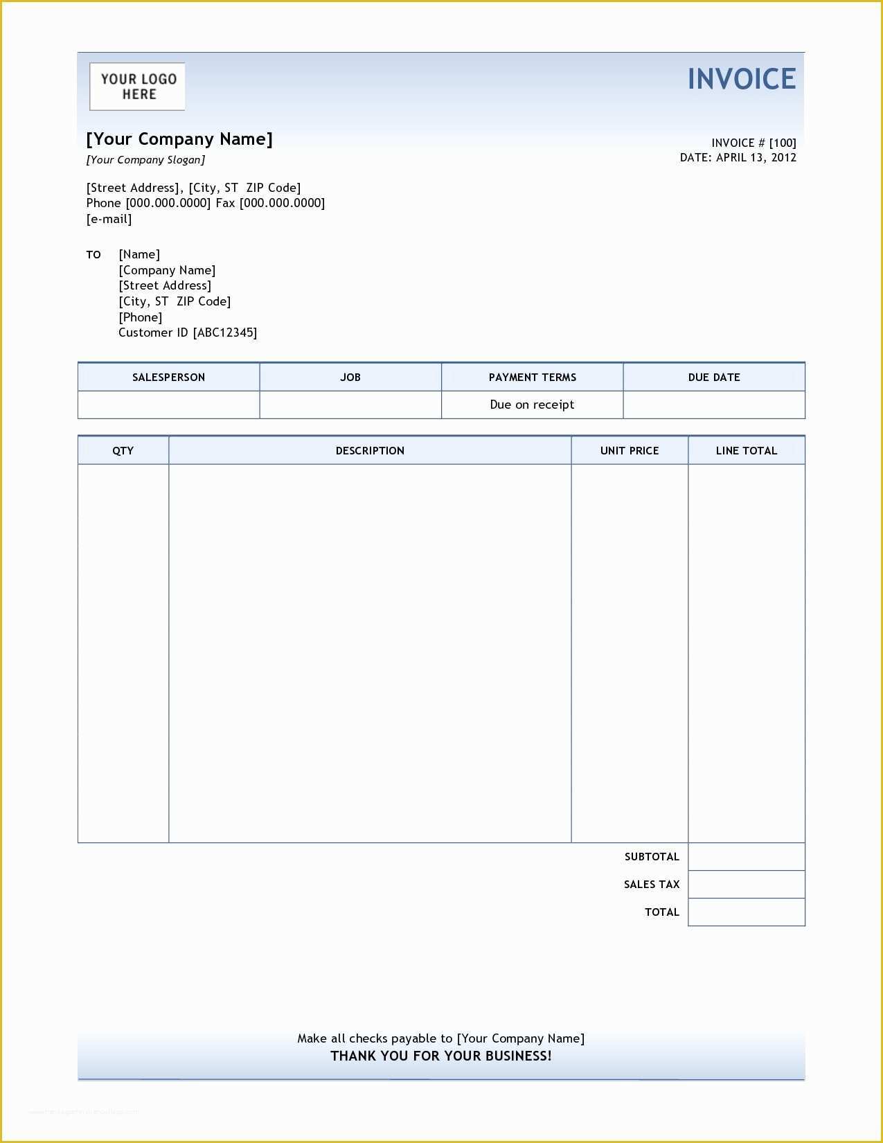 Numbers invoice template