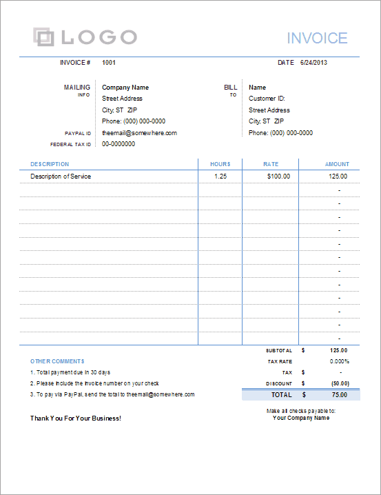 Excel invoice template free download for mac